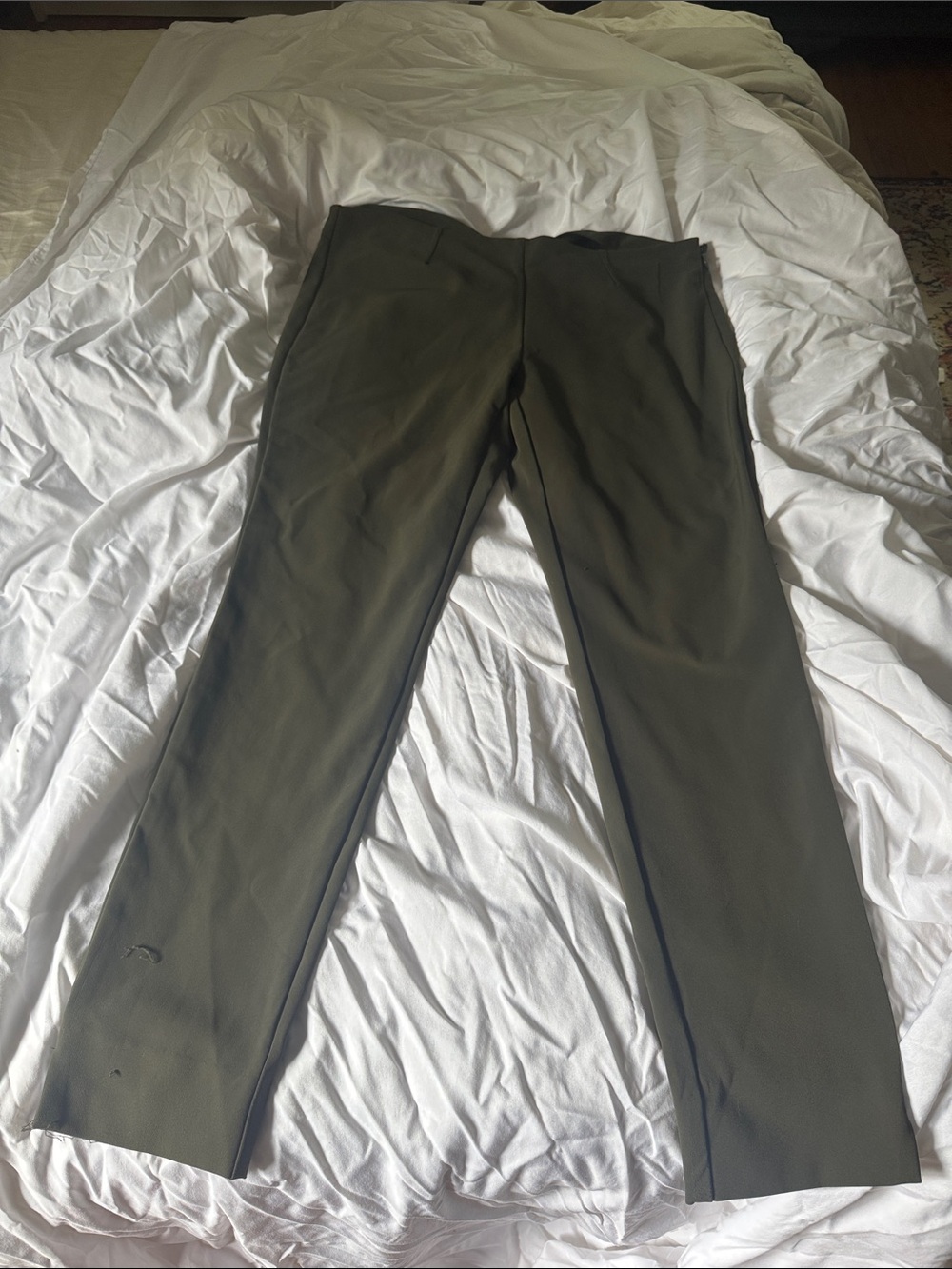 Theory Olive Green Ankle-Length Dress Pants
